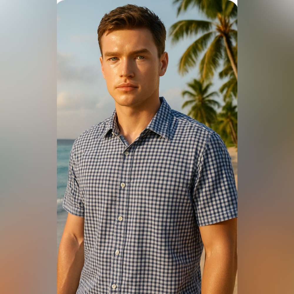 GAP Navy Checkered Casual Shirt